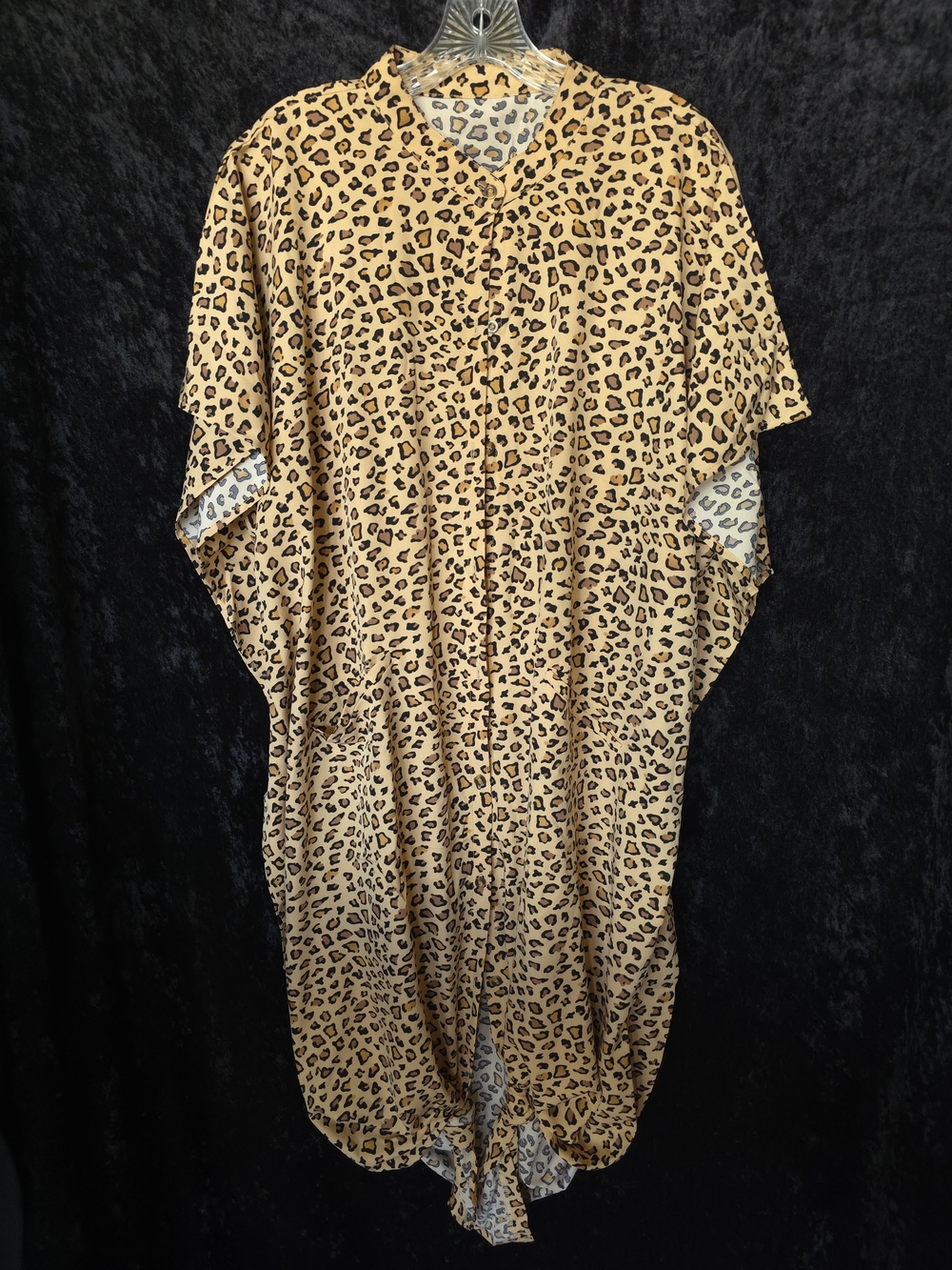 Annabella Leopard Print Kaftan in Tan and Black